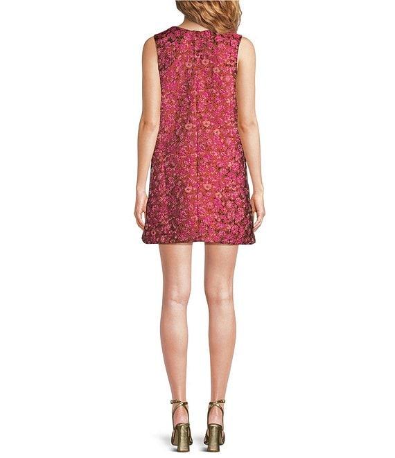 COREY LYNN CALTER Veronica Brocade Floral Print Round Neck Sleeveless Shift Dress Product Image