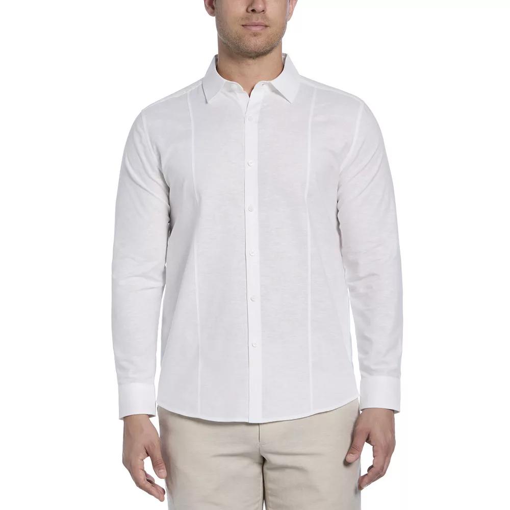 Men's Cubavera Linen Blend Tuck Panel Long Sleeve Button-Down Shirt,  Product Image