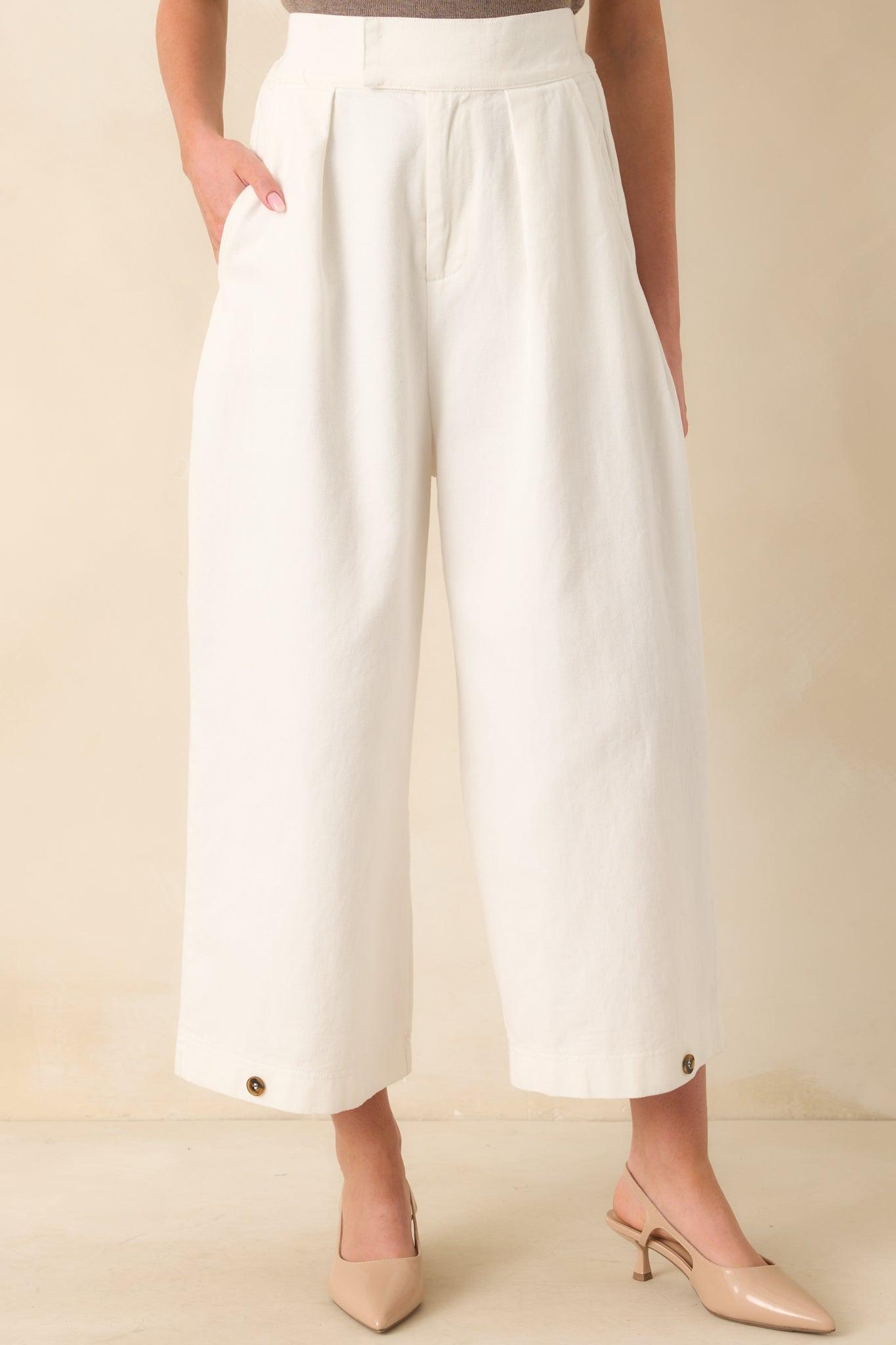 Coastal Comfort Cotton Ivory Pants Product Image