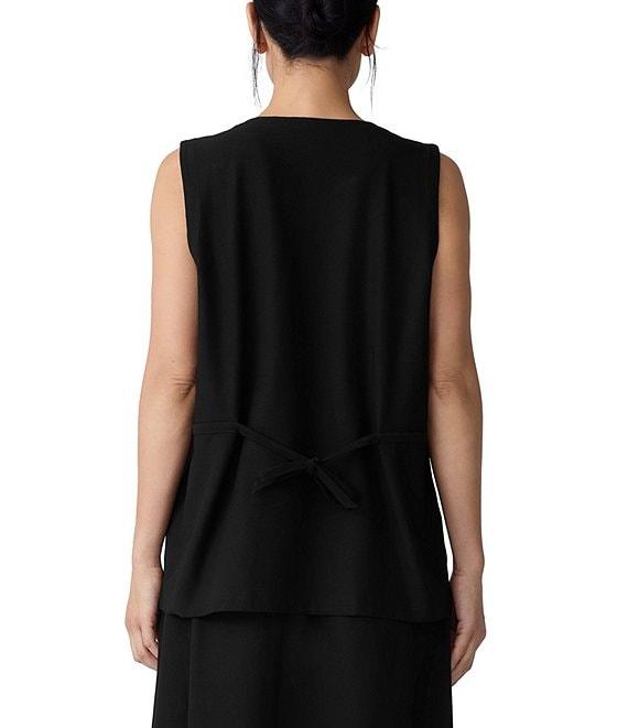 Eileen Fisher Stretch Crepe Round Neck Sleeveless Button Front Vest Product Image