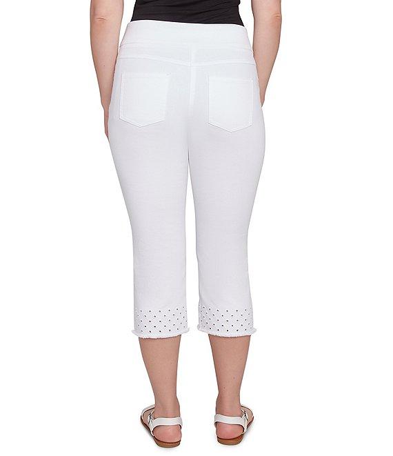 Ruby Rd. Petite Size Eyelet Fringe Hem Pull-On Capri Pants Product Image