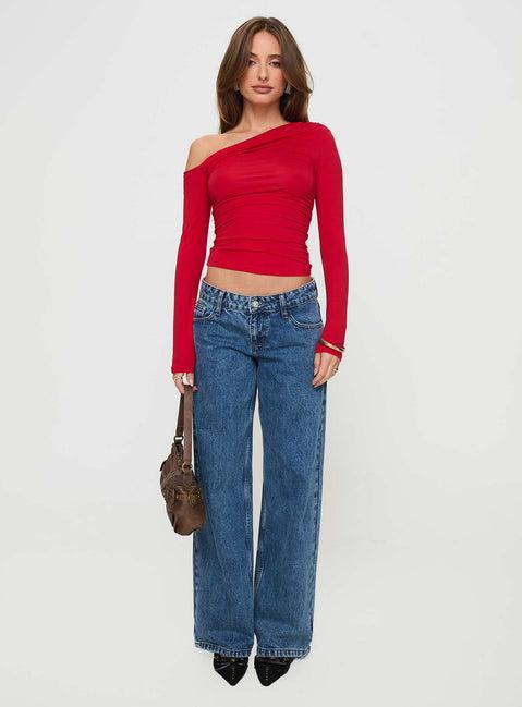 Beller Long Sleeve Top Red Product Image