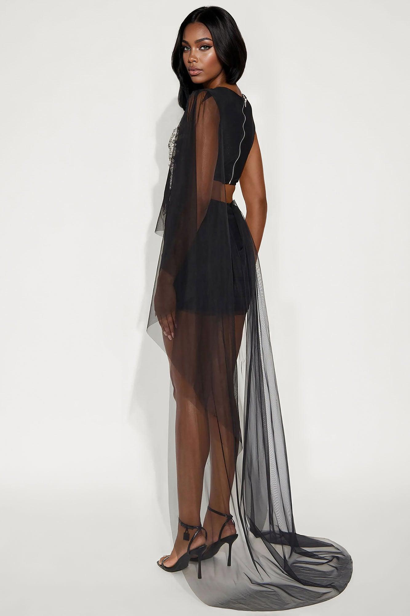 Put On A Show Embellished Mini Dress - Black Female Product Image