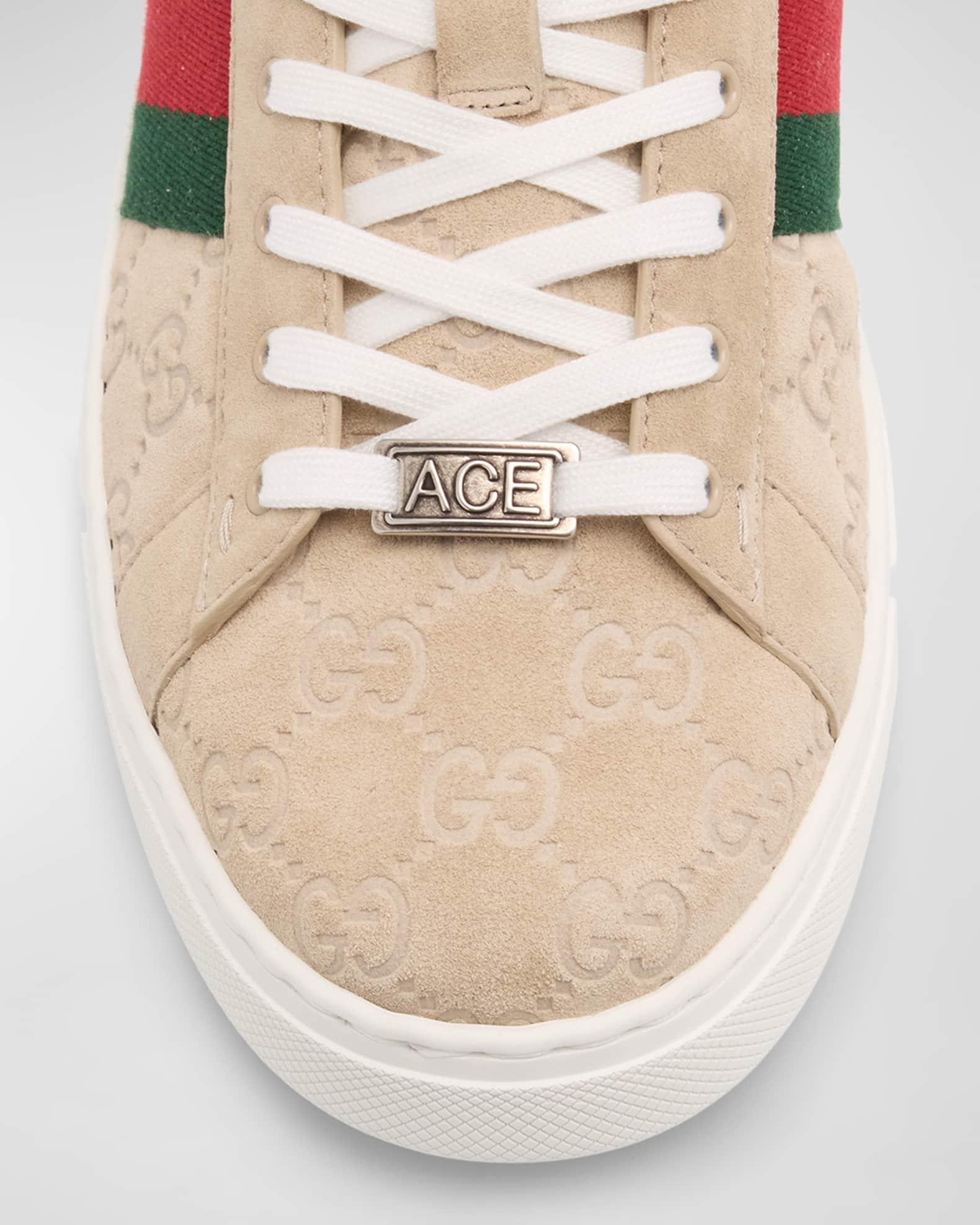 Men's Ace Suede Monogram Low-Top Sneakers Product Image
