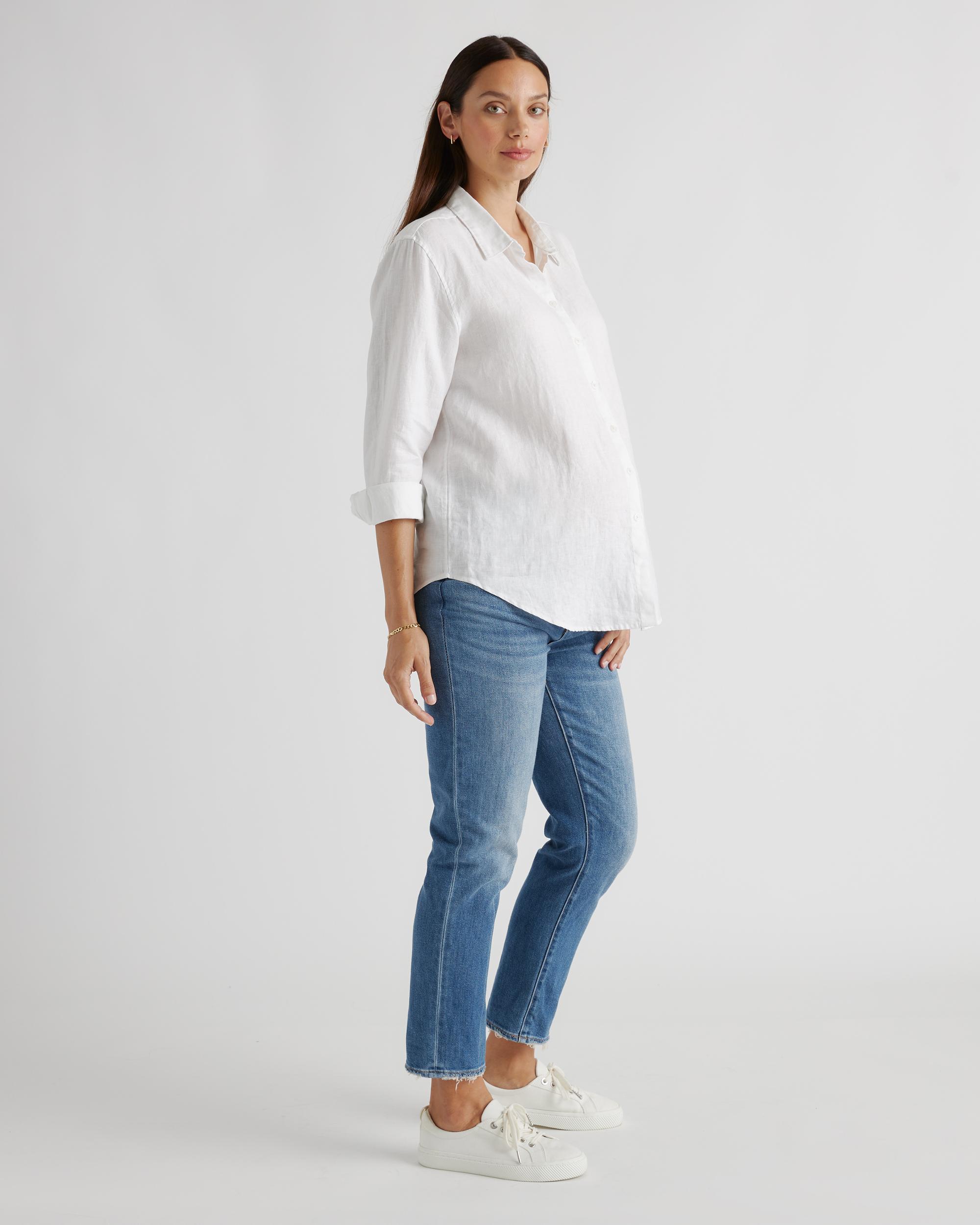 Quince | Women's 100% European Linen Maternity Long Sleeve Shirt Size XS Product Image