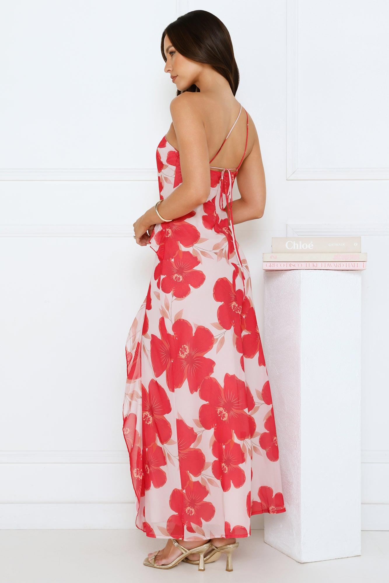 Summer Serenade One Shoulder Maxi Dress Pink Product Image