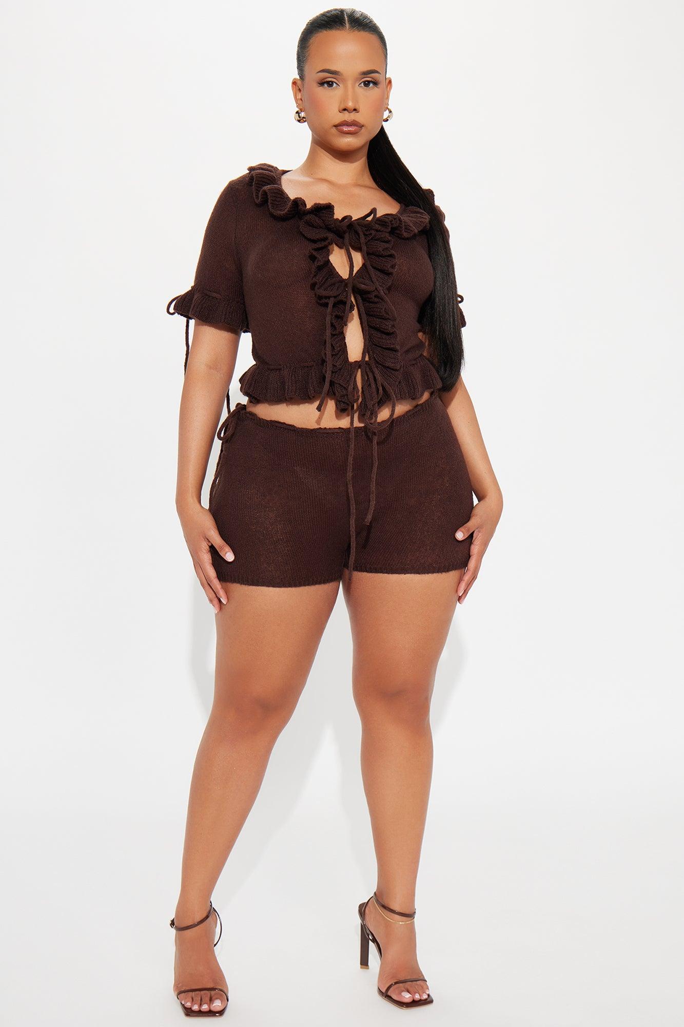 Lila Sweater Short Set - Chocolate Female Product Image
