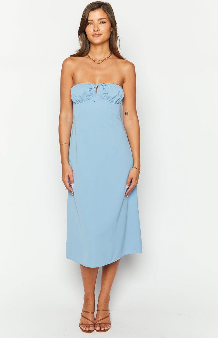 Dion Blue Strapless Midi Dress Baby Product Image