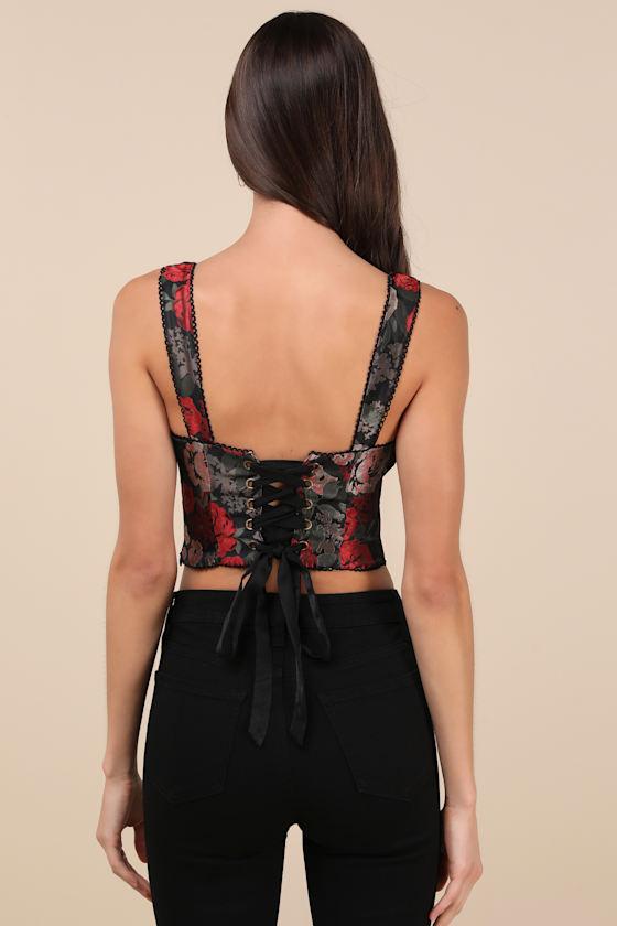 Elizabeth Black Multi Jacquard Bustier Top Product Image