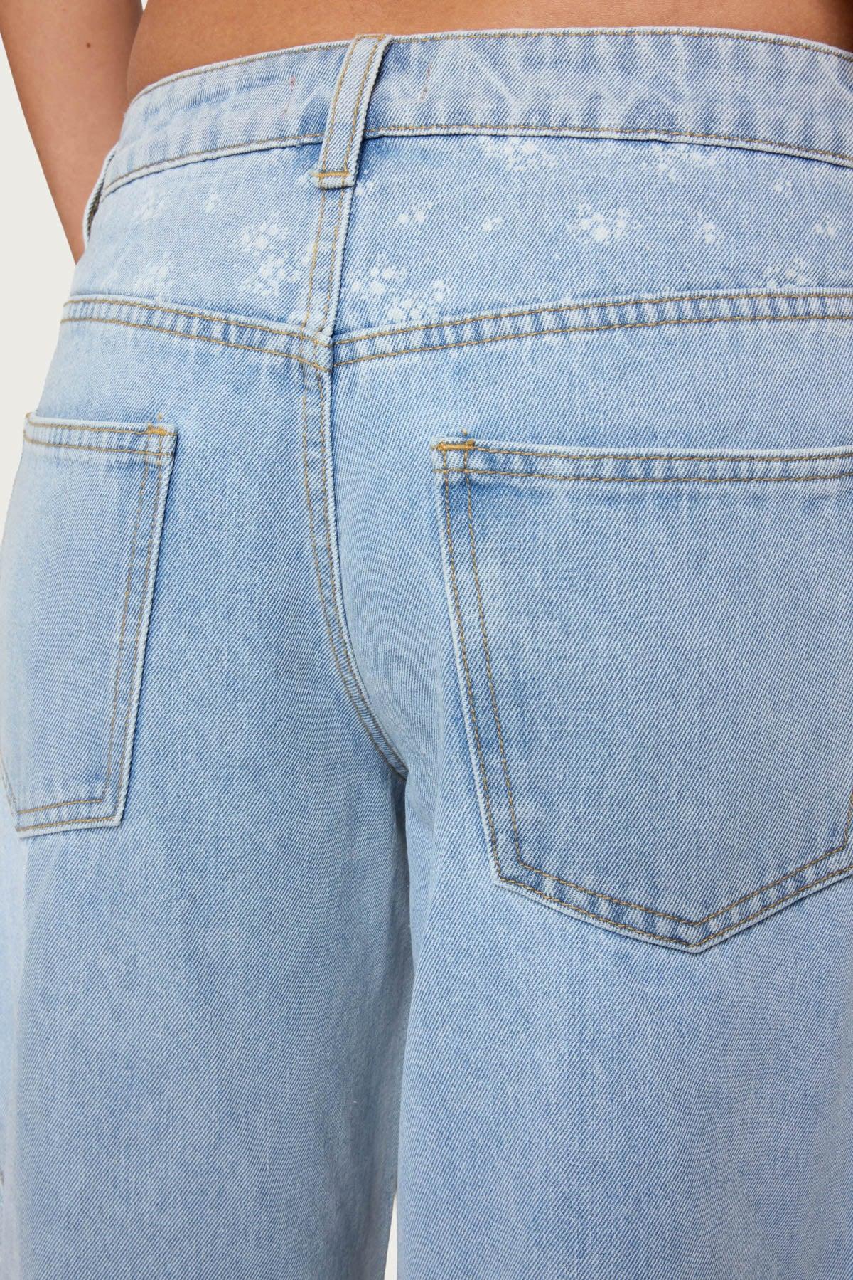 Floral Split Low Rise Baggy Jeans Product Image