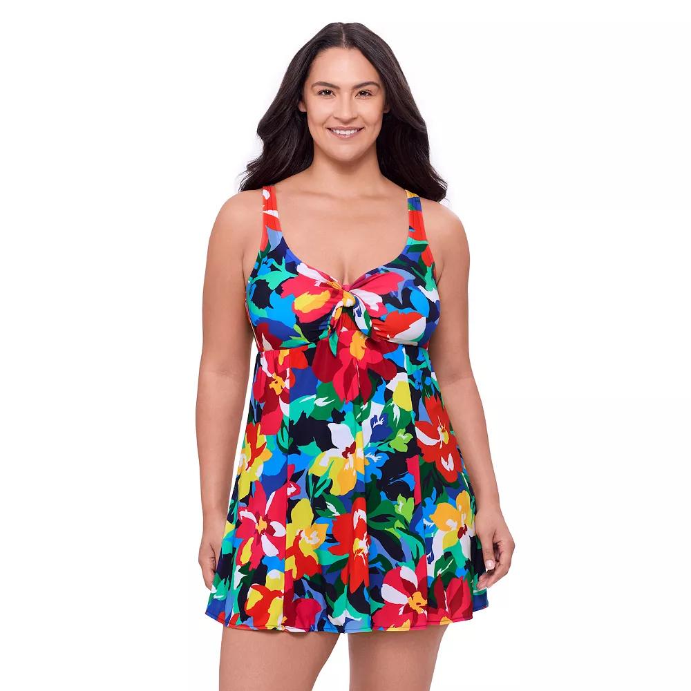 Plus Size Bal Harbour Bow Front Swimdress, Women's, Size: 22 W, Sunny Daze Product Image
