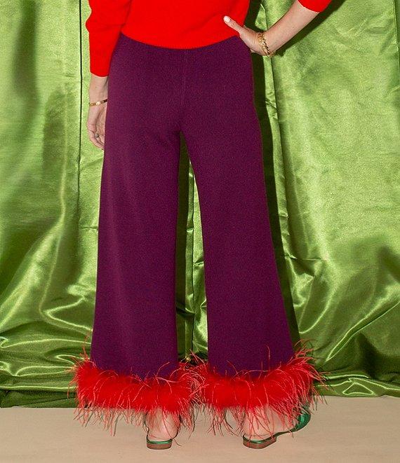 Antonio Melani x The Nat Note Chula Wool Blend Flat Front Feather Detail Coordinating Pants Product Image
