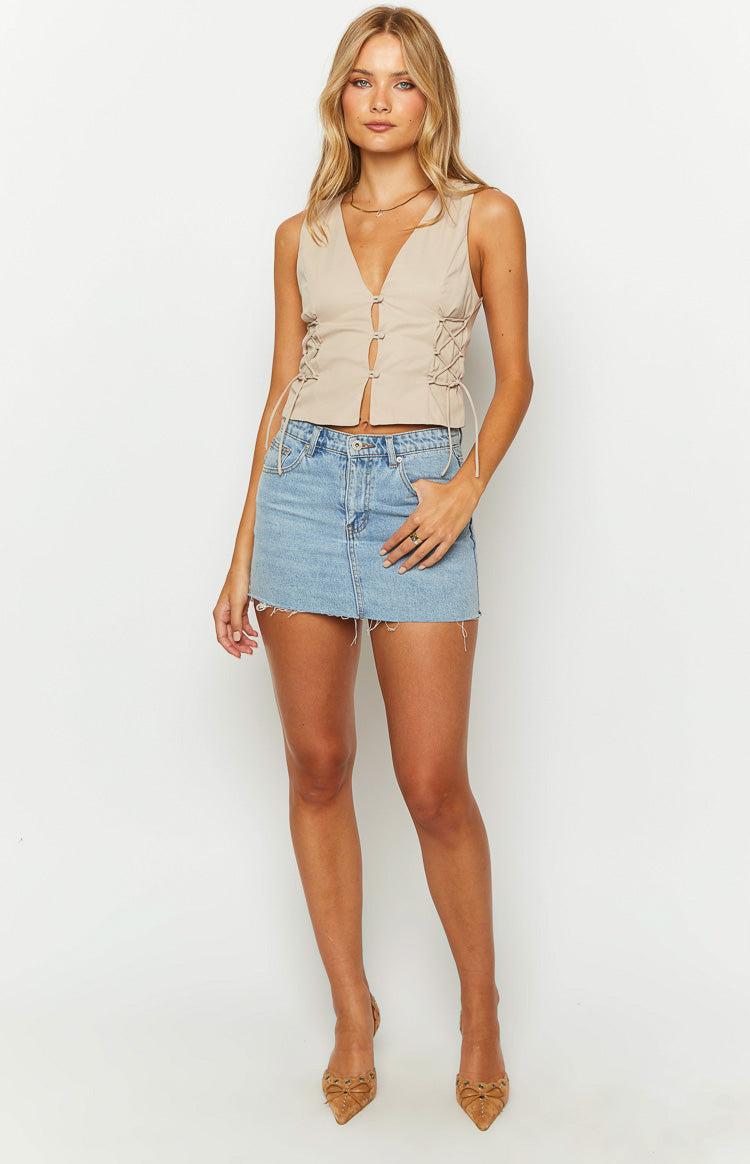 Luna Brown Vest Top Product Image