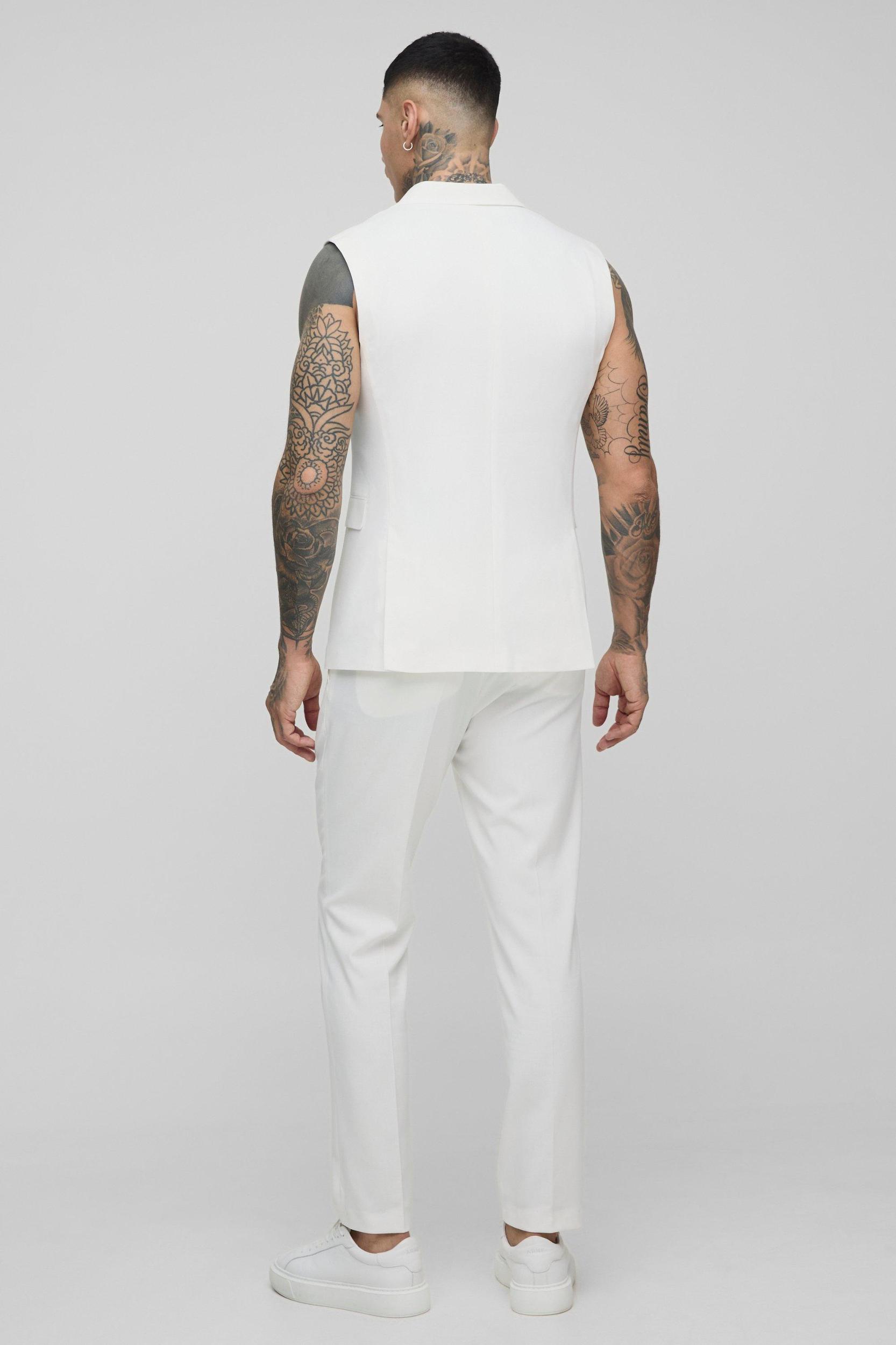 Straight Fit Tie Detail Fixed Waistband Suit Pants | boohooMAN USA Product Image