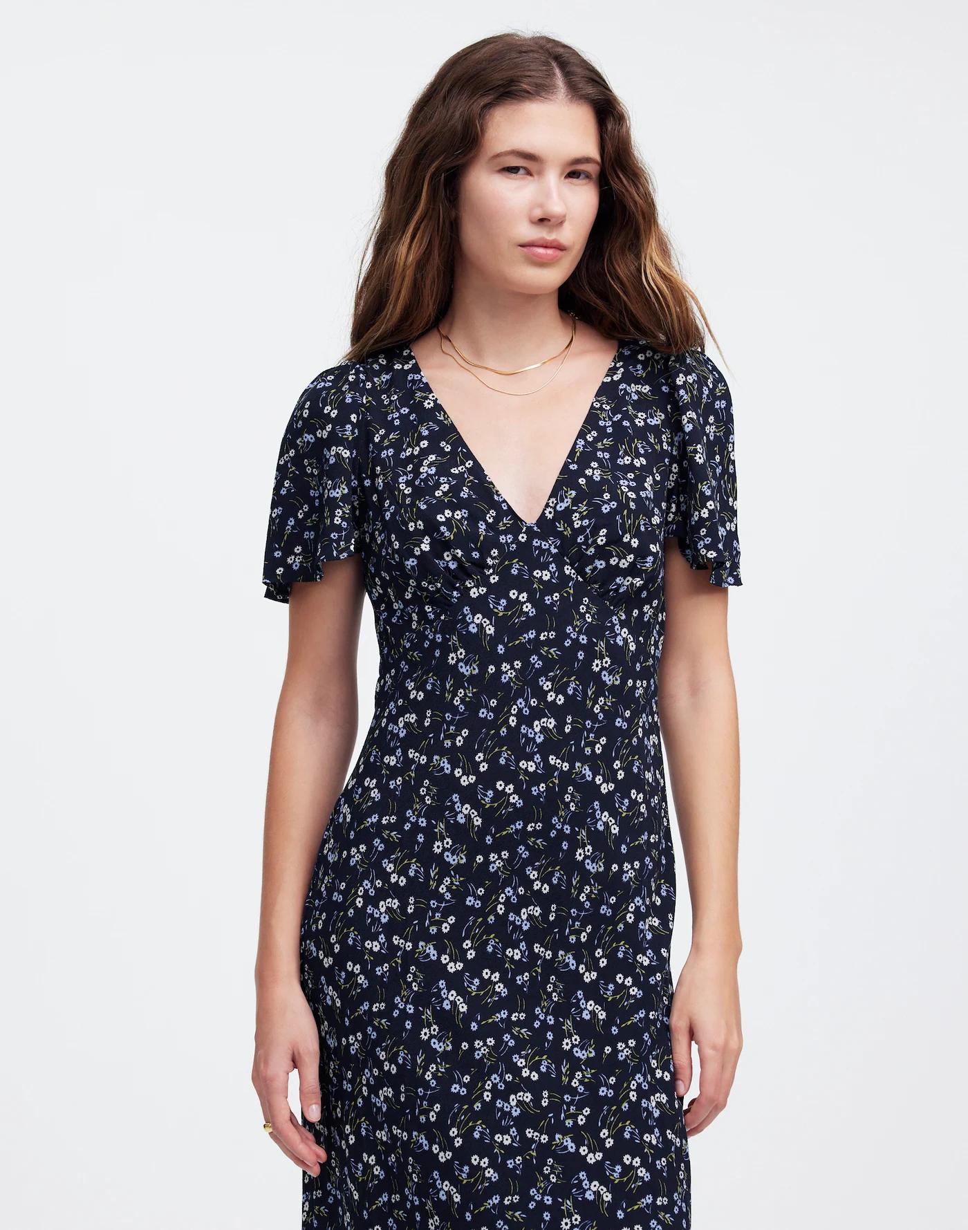 Seamed Flutter Sleeve Maxi Dress Product Image