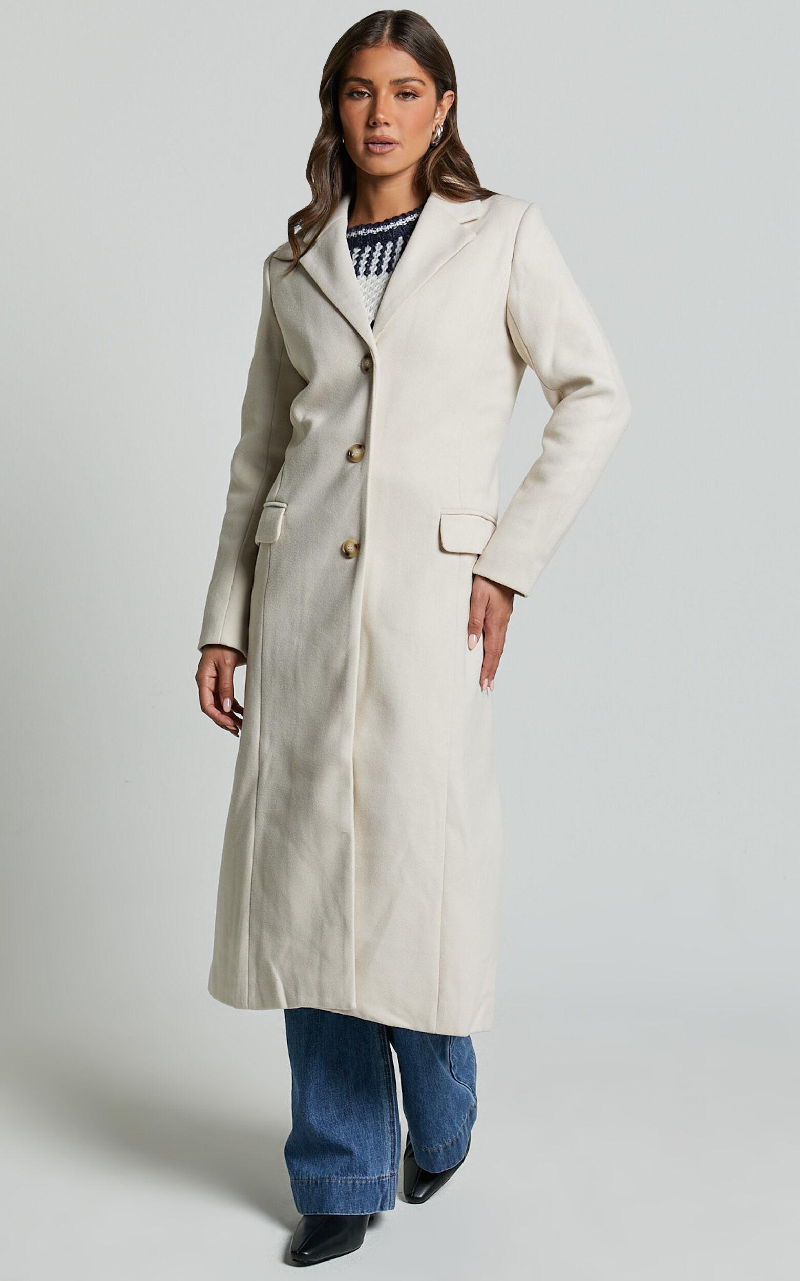 Colby Coat - Tailored Longline Coat in Stone Product Image