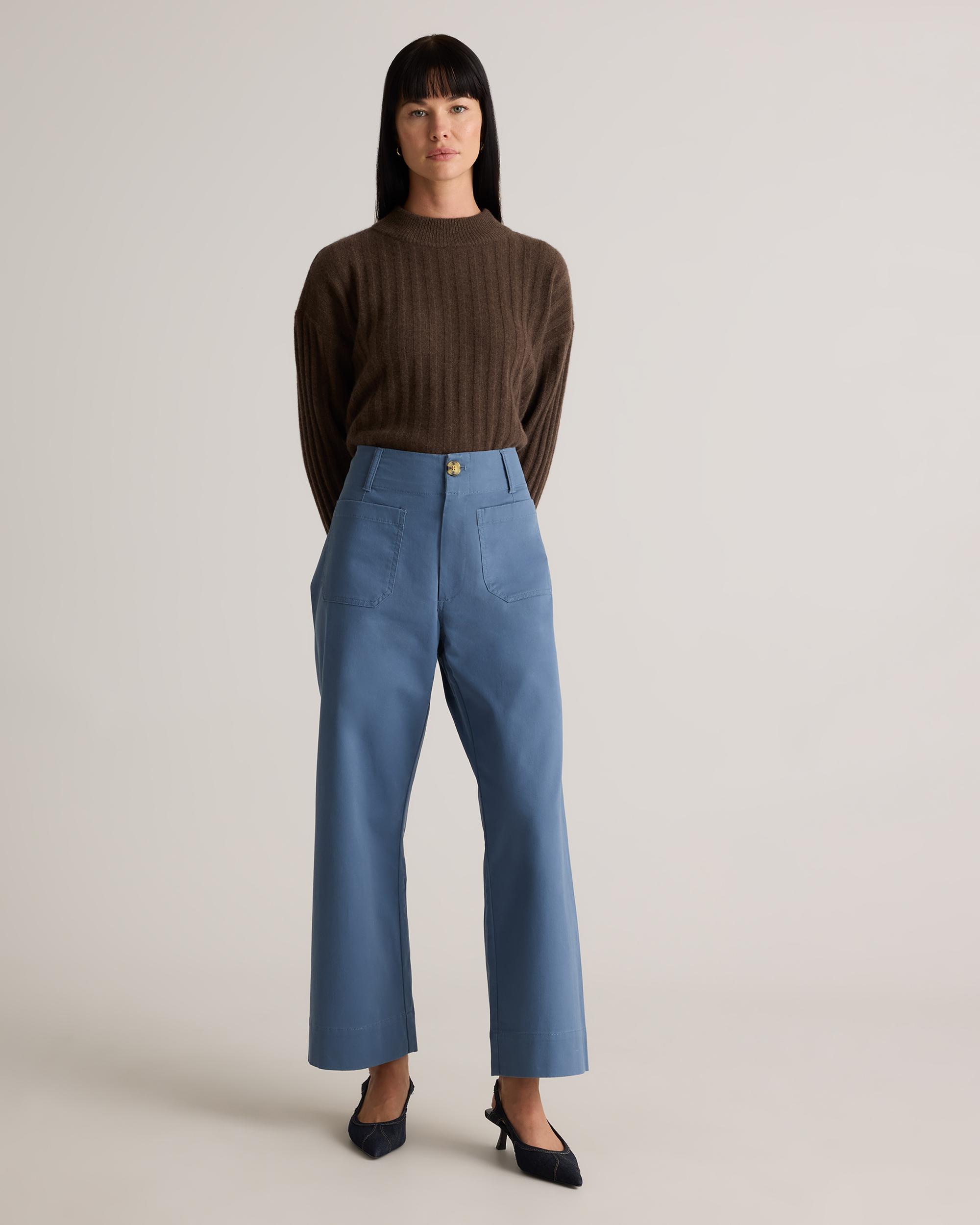 Quince | Women's Organic Stretch Cotton Chino Cropped Wide Leg Pants Organic Cotton Product Image