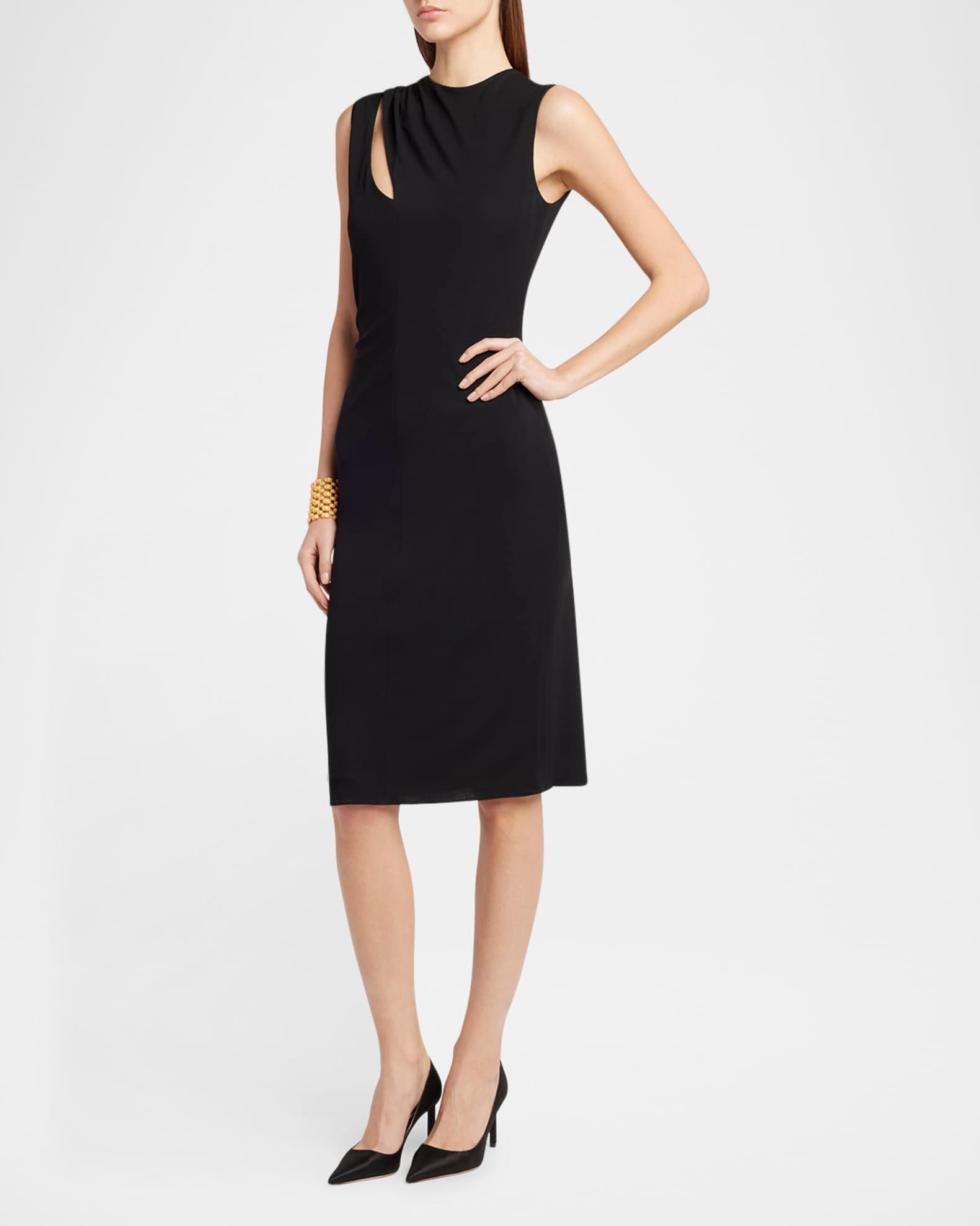 Cutout Shoulder-Drape Viscose Crepe Jersey Cocktail Dress Product Image