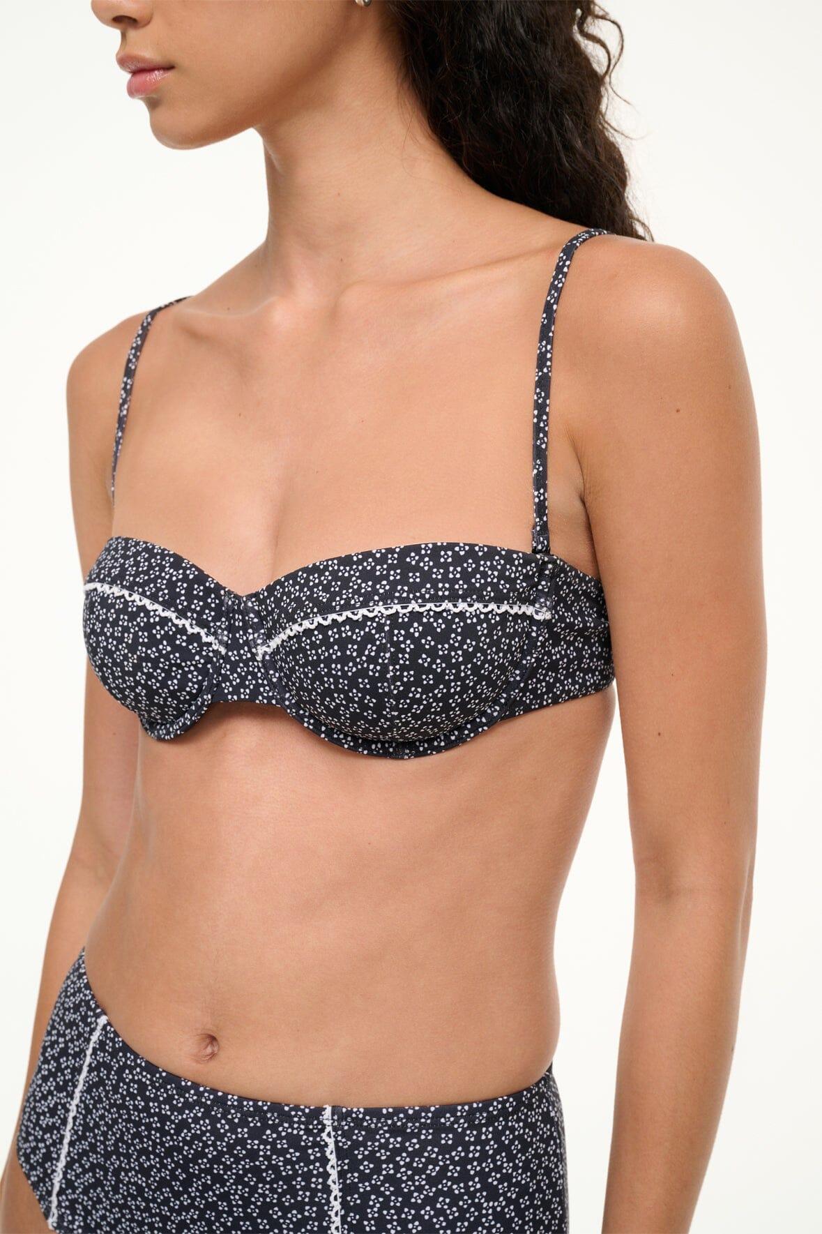 JO BALCONETTE BIKINI TOP | BLACK WOODBLOCK DITSY FLORAL Product Image