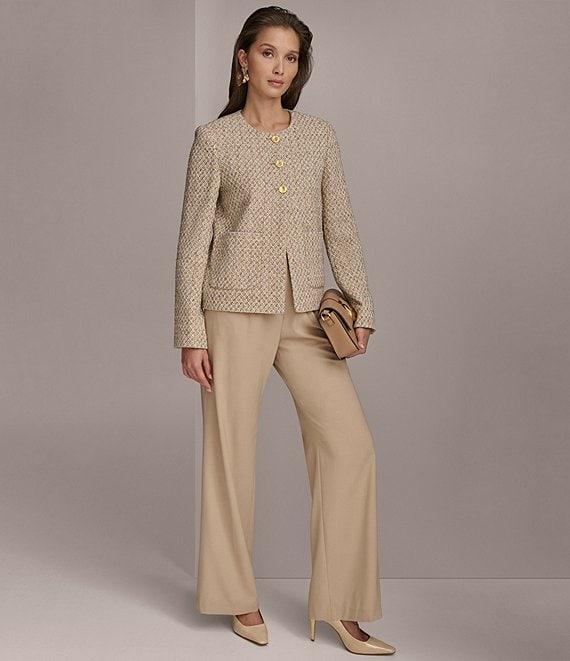 Donna Karan Bi-Stretch Pleated High Rise Wide Leg Pant Product Image