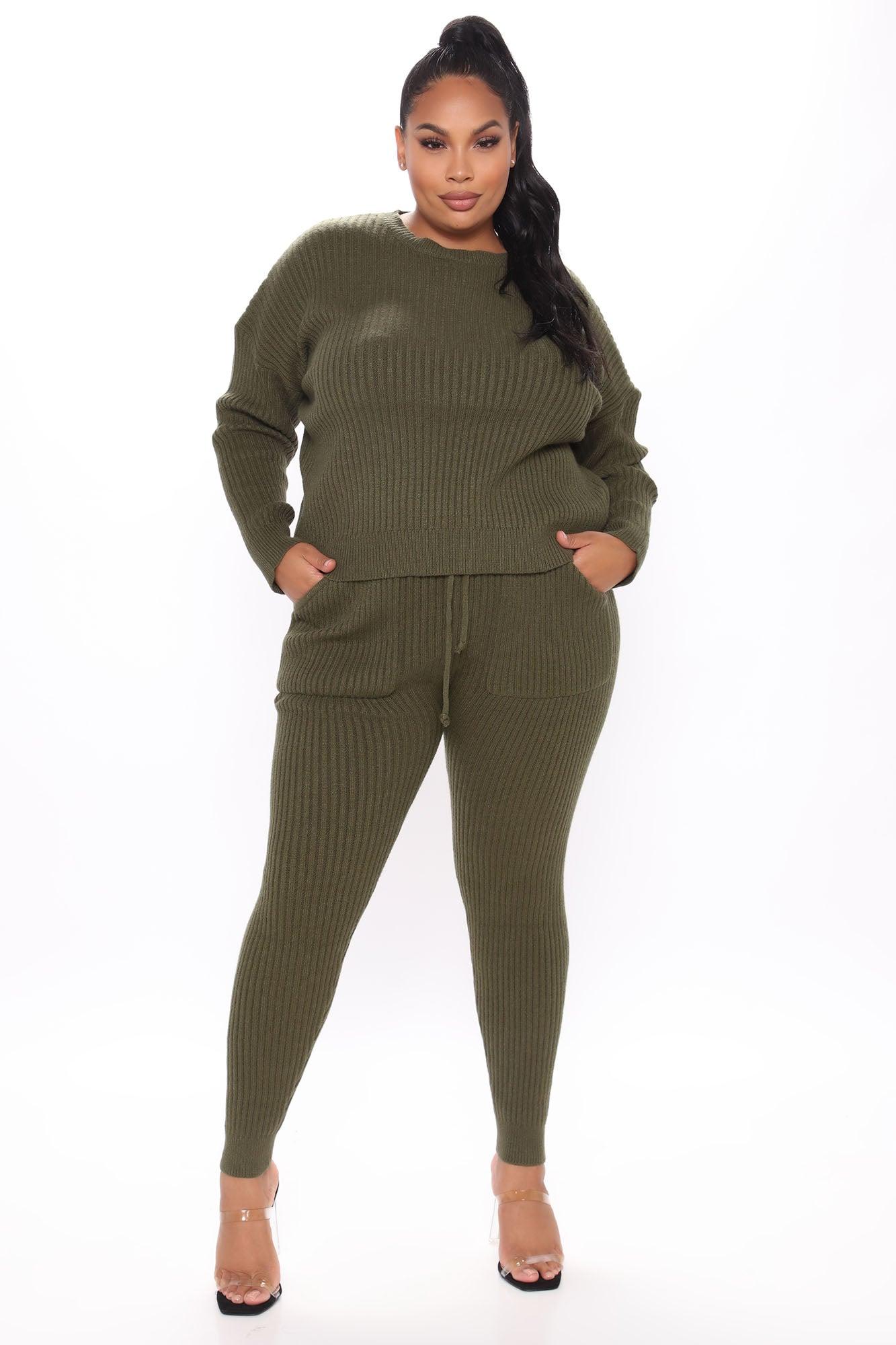 Cozy Nights Pant Set - Olive Female Product Image