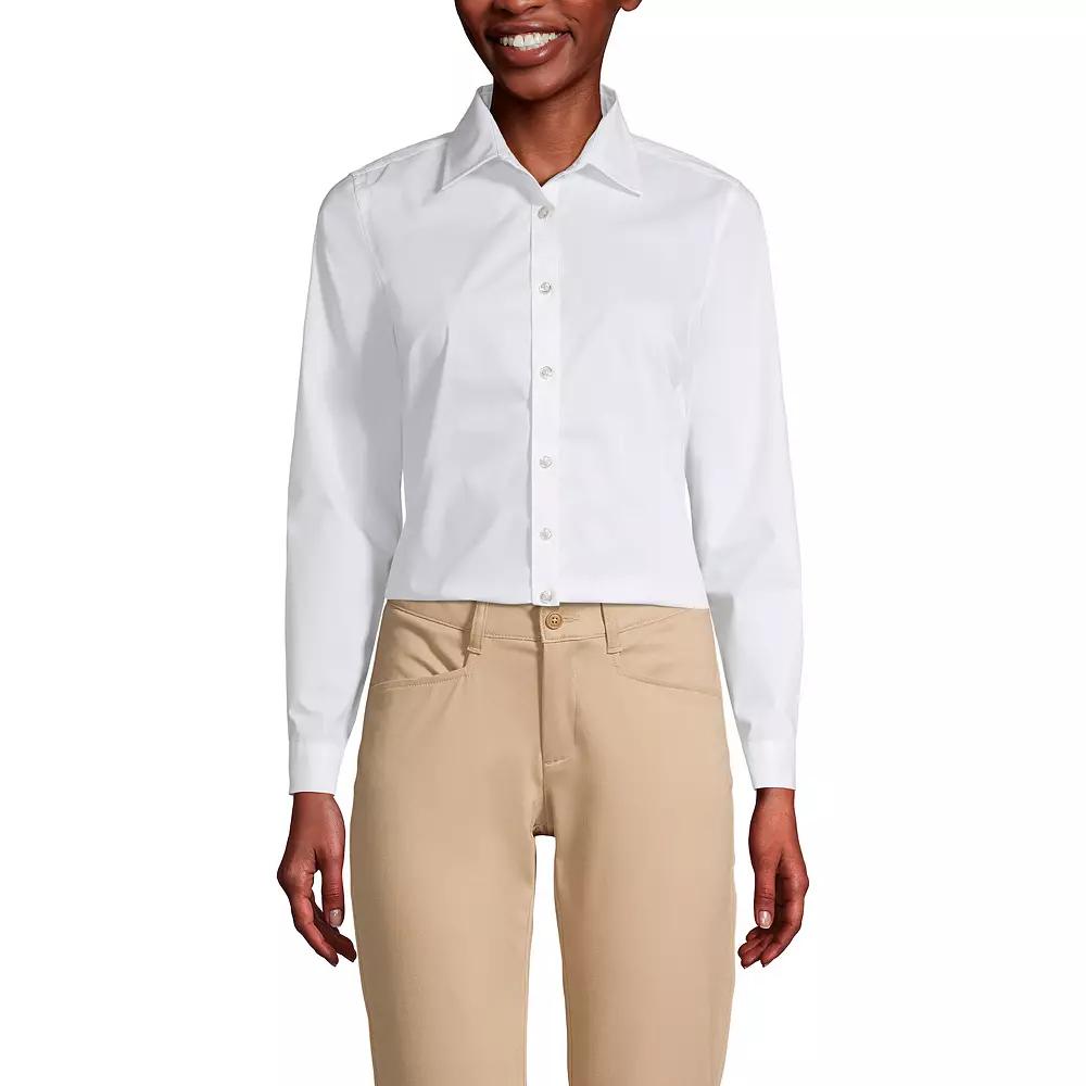 Women's Lands' End School Uniform No Gape® Long Sleeve Collared Stretch Shirt,  Product Image