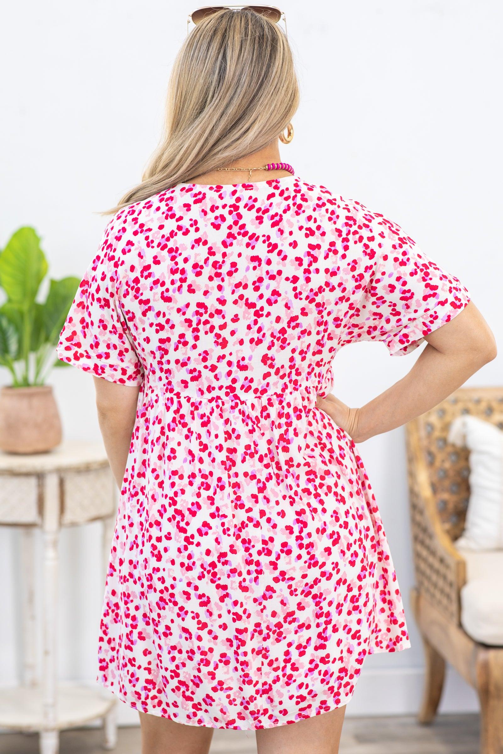 Ivory And Red Dot Print Dress Product Image