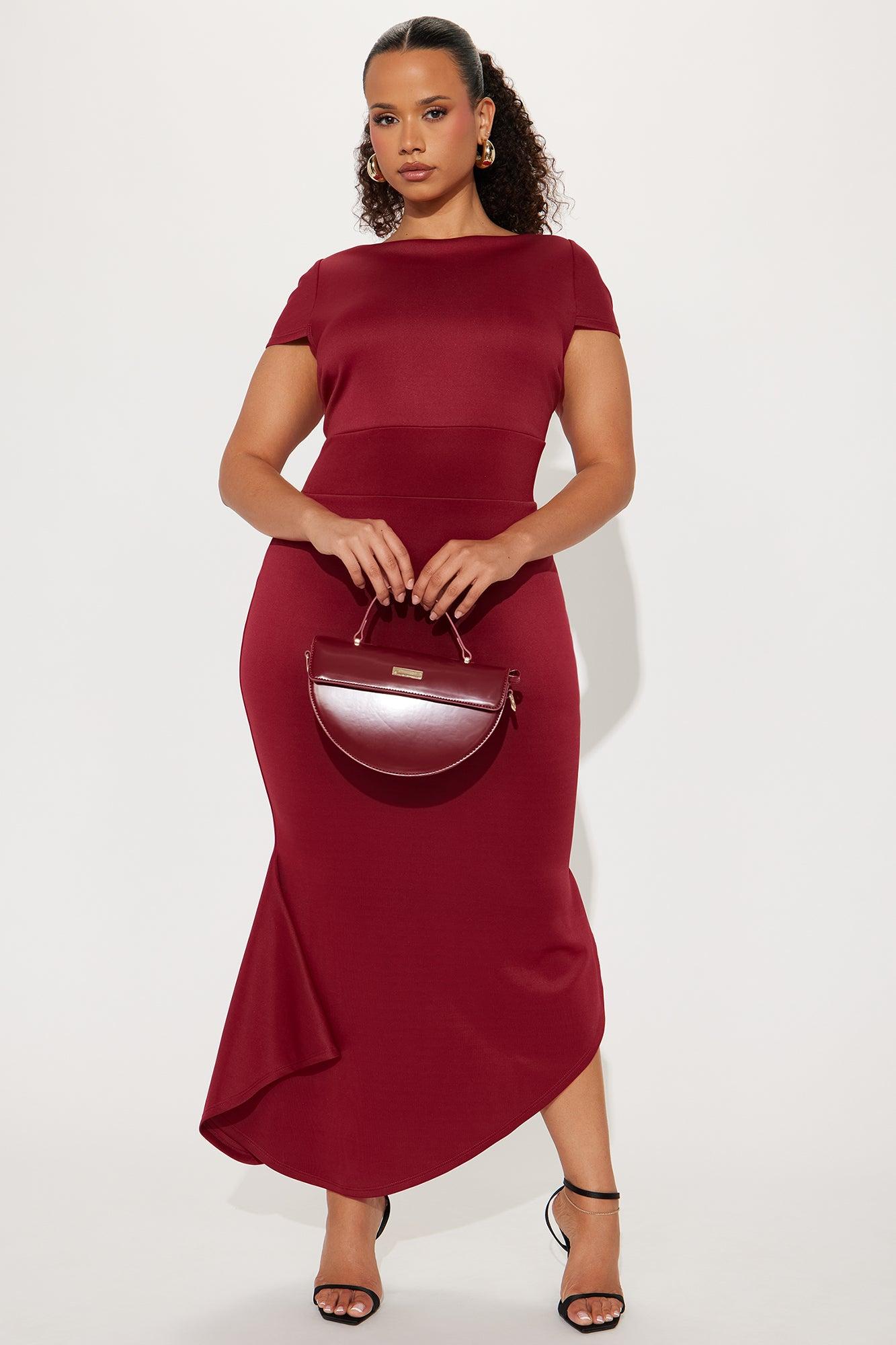 Adelaide Short Sleeve Midi Dress - Burgundy Product Image