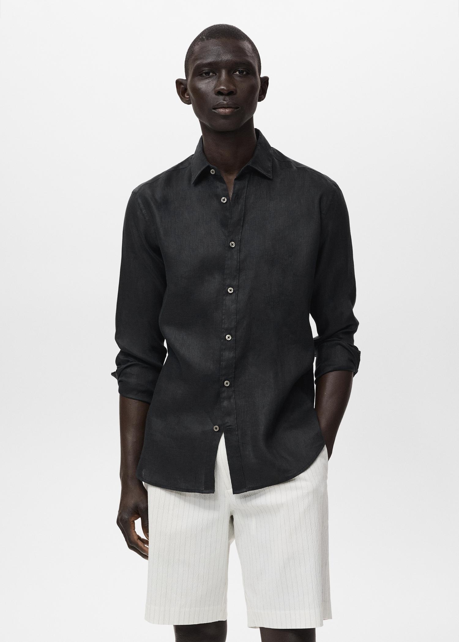 Linen 100% shirt - Men | MANGO USA Product Image