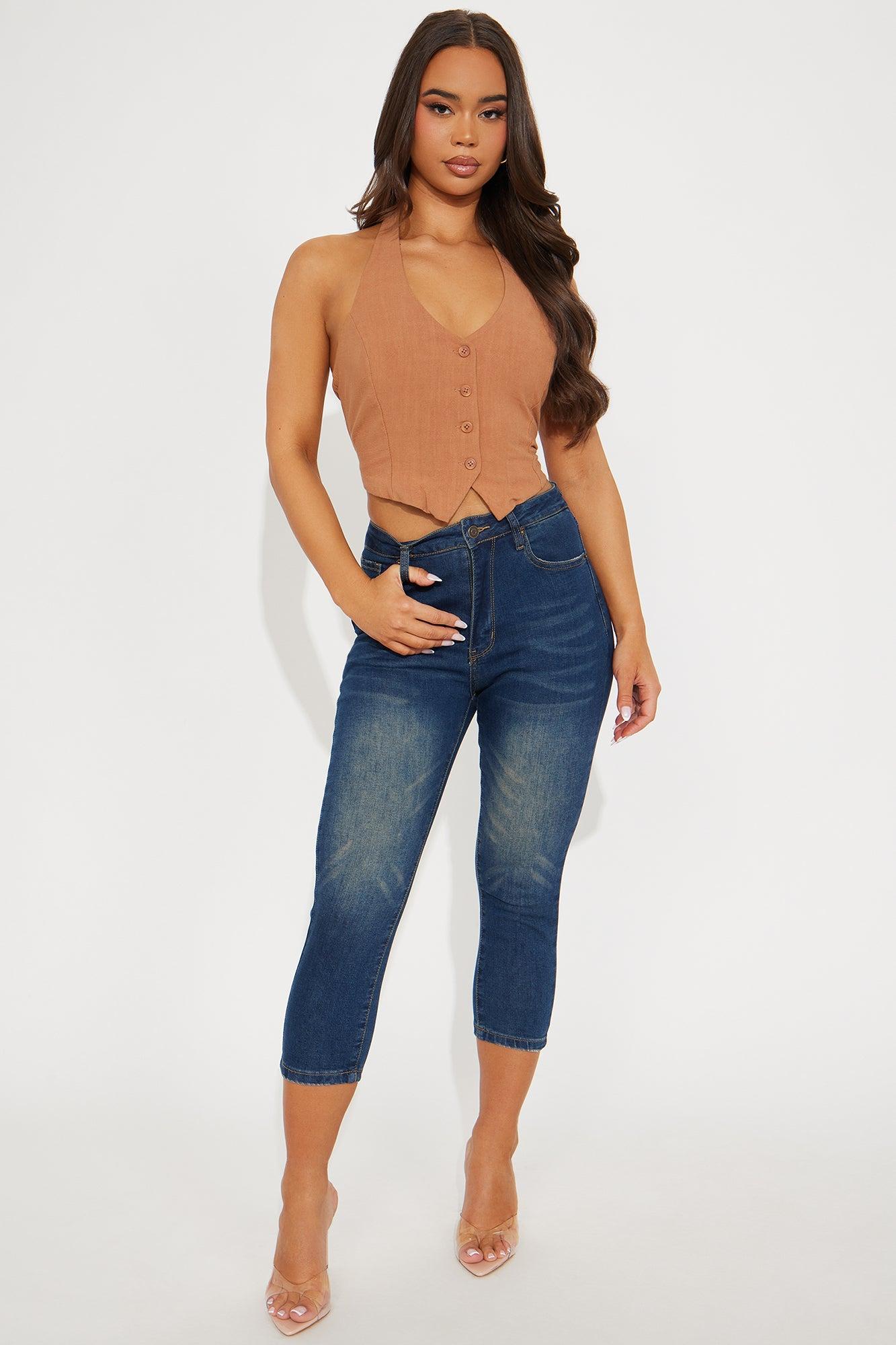 Essence Linen Vest Top - Brown Product Image