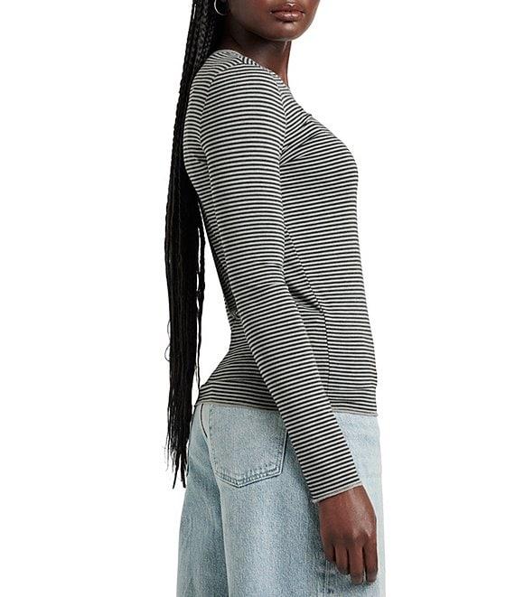 Splendid Bamboo Striped Crew Neck Long Sleeve Tee Product Image