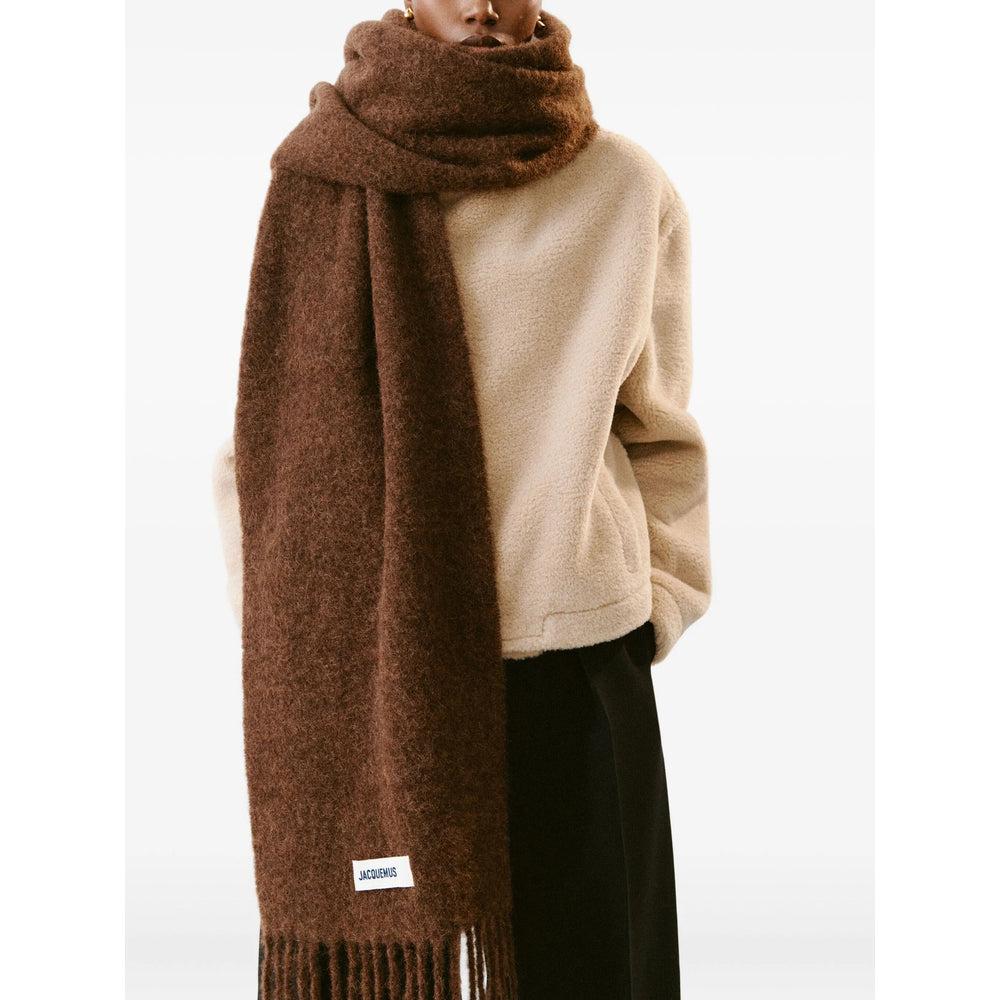 JACQUEMUS Edges Stylish Scarf Fringed In Brown Product Image