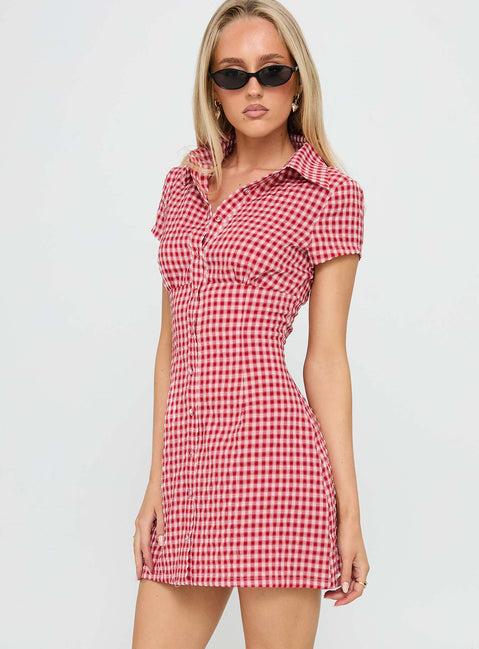 Motley Mini Dress Red Check Product Image