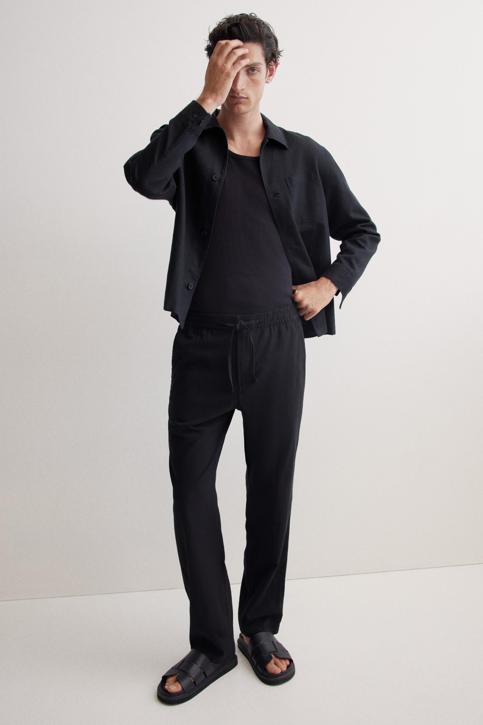 Regular-Fit Linen-Blend Pants Product Image