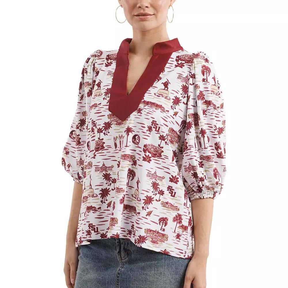 Women's Smith & Quinn Garnet/White Florida State Seminoles Tailgate Collection Eliza Top, Size: Large Product Image