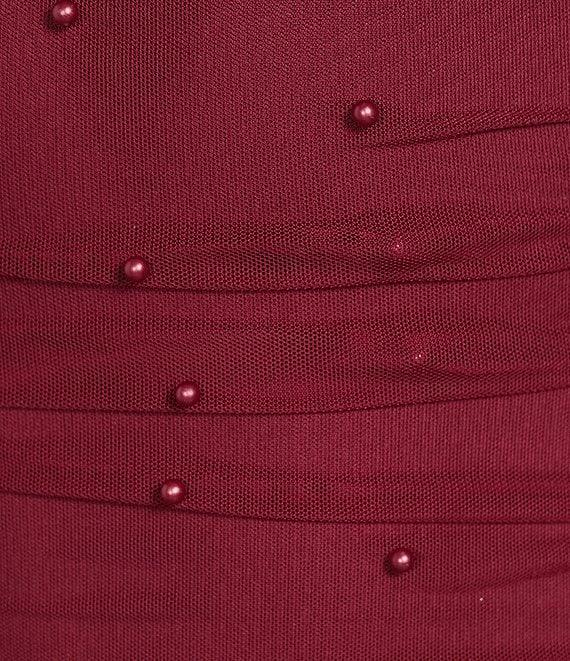 Midnight Doll Mesh Pearl Sweetheart Neck Ruched Dress Product Image