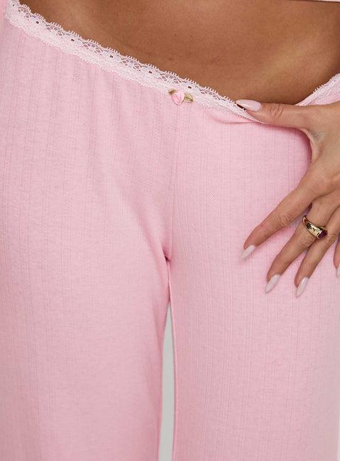 Whimsie Pointelle Sleep Pants Pink Product Image