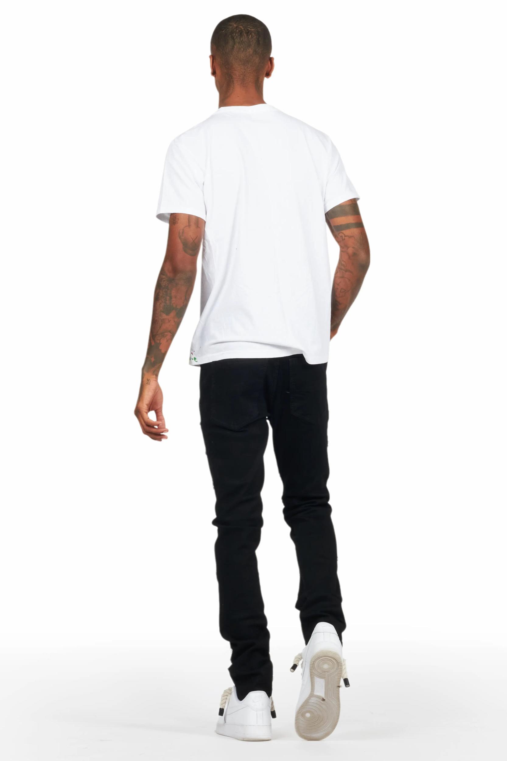 Waylon Jet Black  Frayed Slim Fit Jean Male Product Image