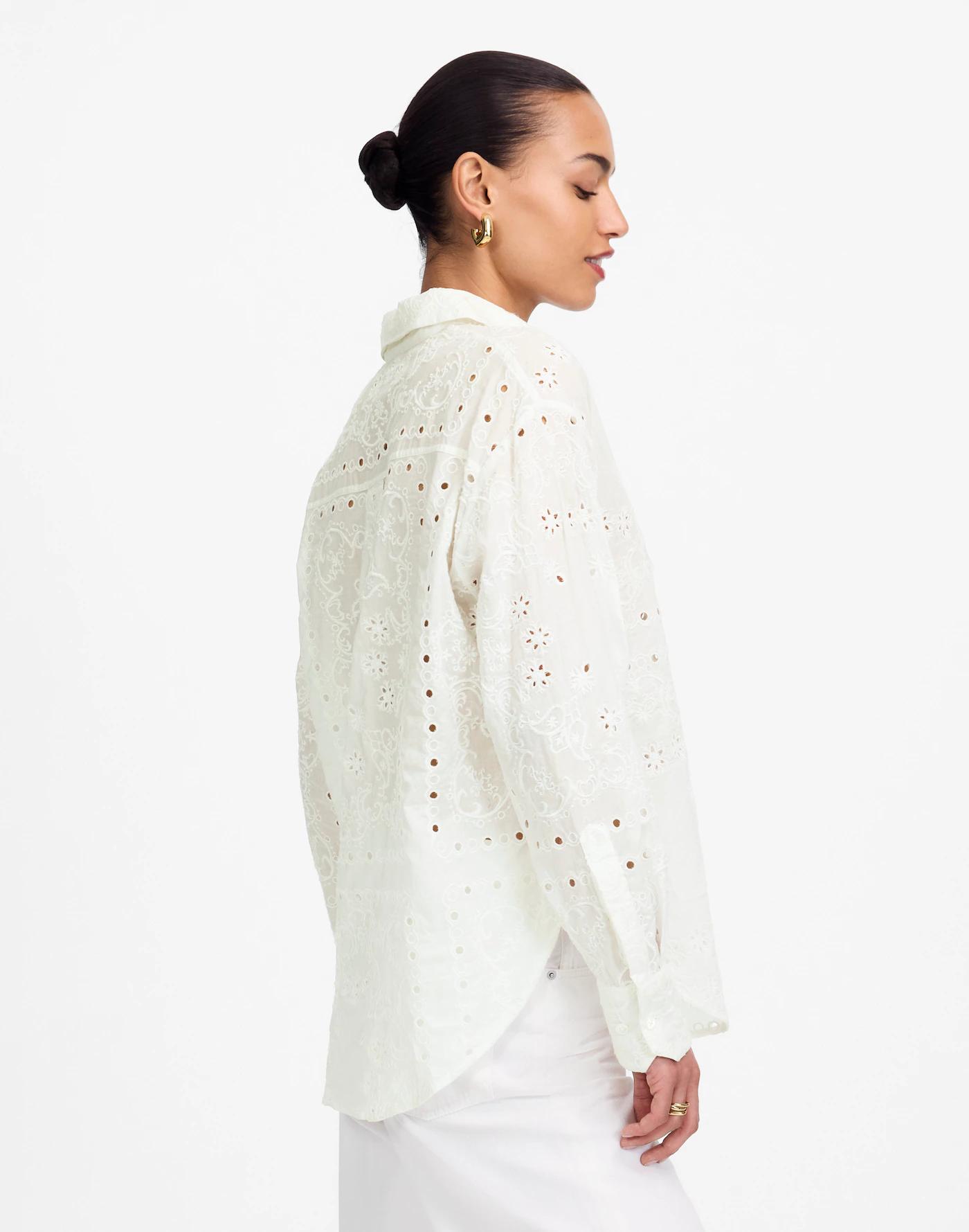 Embroidered Oversized Button-Up Shirt Product Image