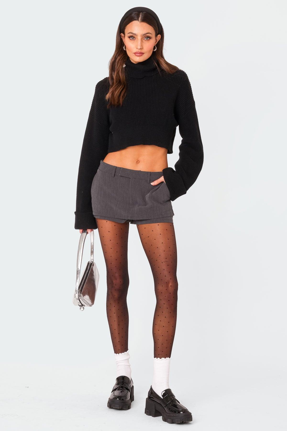 Oversized Turtle Neck Cropped Sweater Product Image