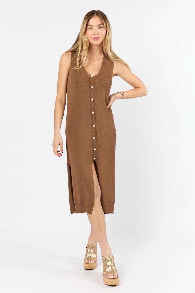 Endless Coastline Chocolate Knit Sweater Dress FINAL SALE Product Image