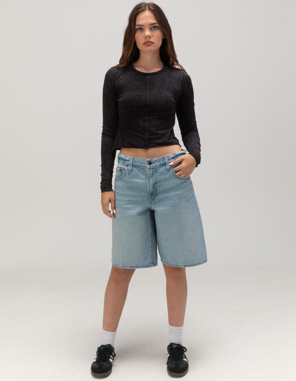 NOISY MAY Katinka Washed Womens Long Sleeve Top - BLACK Product Image