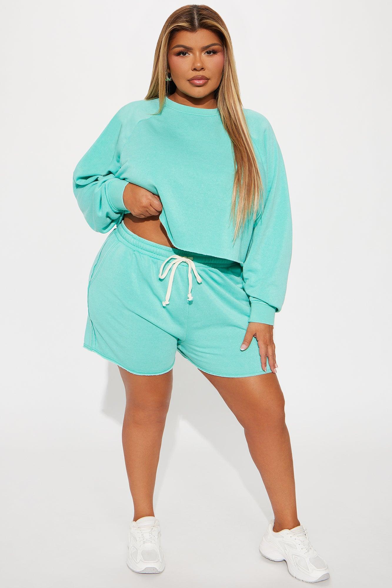 So Soft Washed Fleece Short Set - Turquoise Product Image