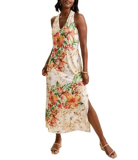 Tommy Bahama Sandy Solar Bloom Carmela Sheath V-Neck Sleeveless Maxi Dress Product Image