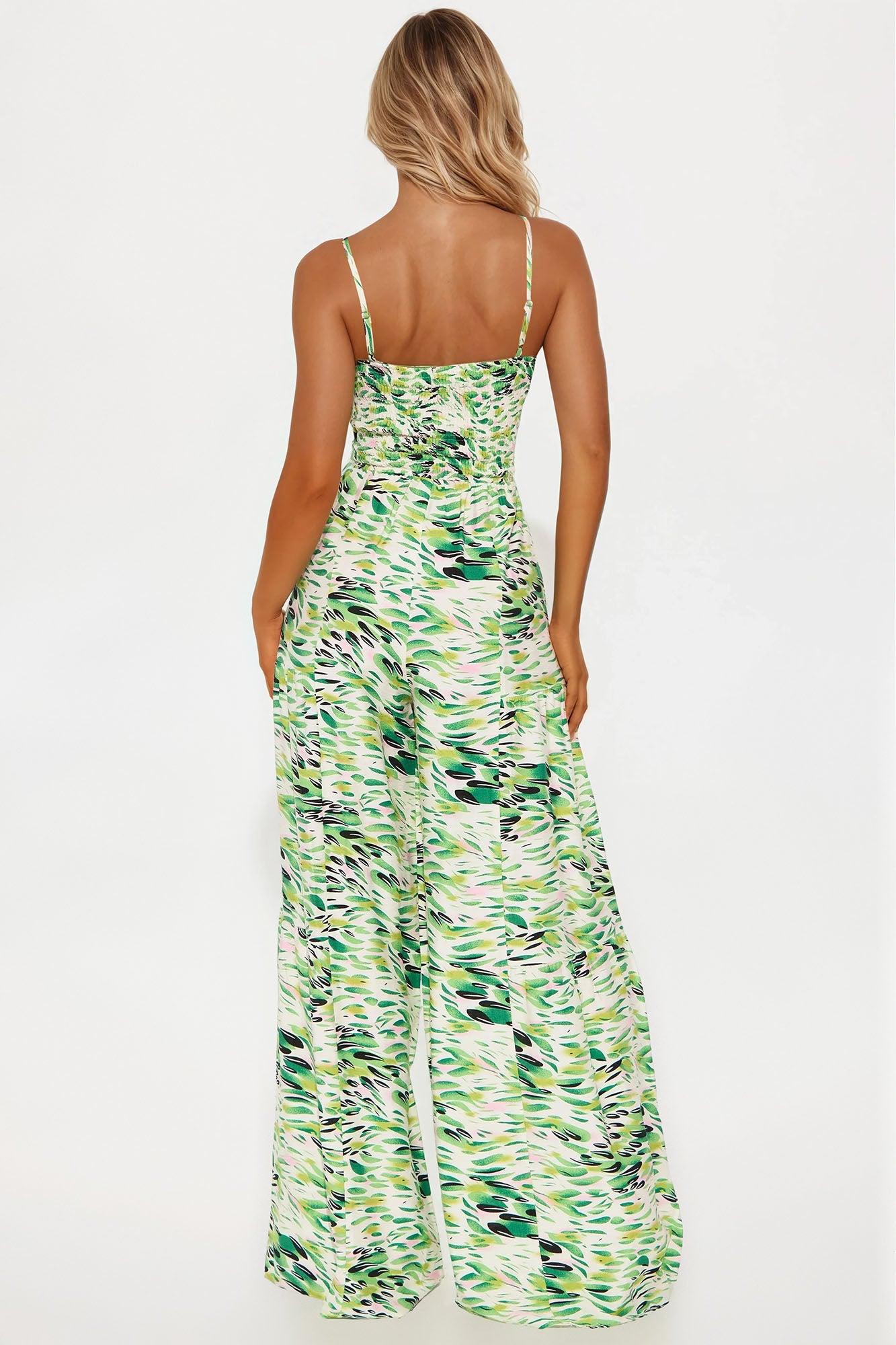 Lolaine Tropical Jumpsuit - Green/combo Female Product Image