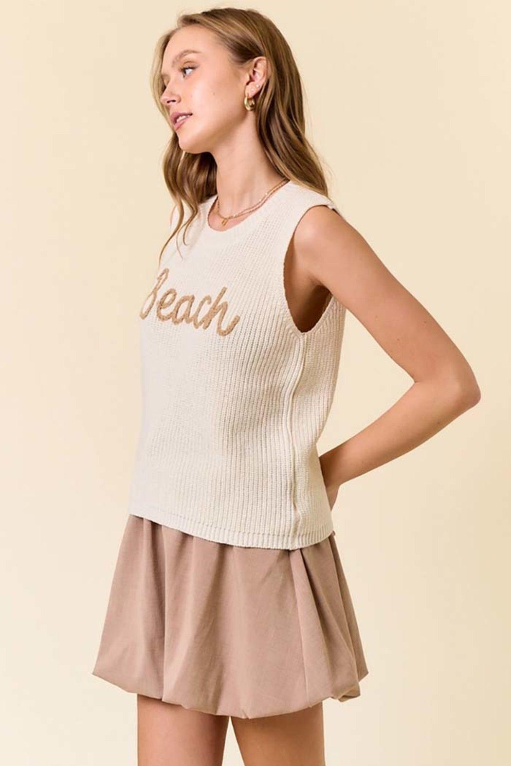 Round Neck Beach Sweater Tank Top Product Image