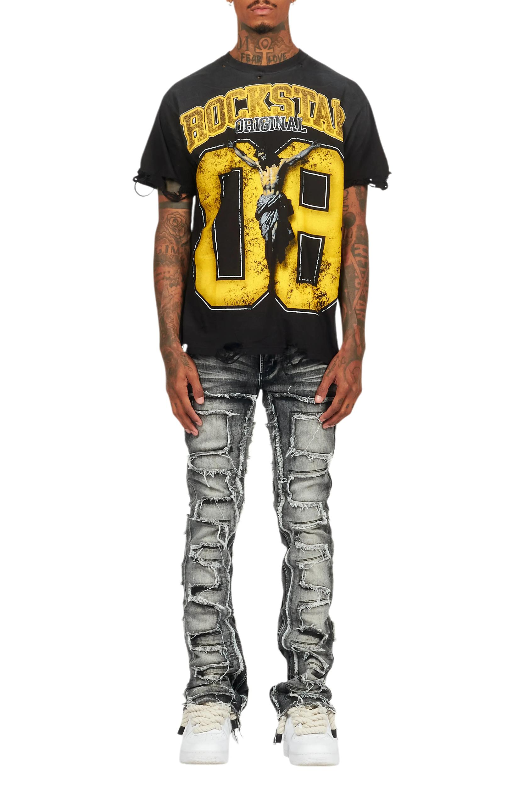 Fields Black/Yellow Oversized Graphic T-Shirt Male Product Image