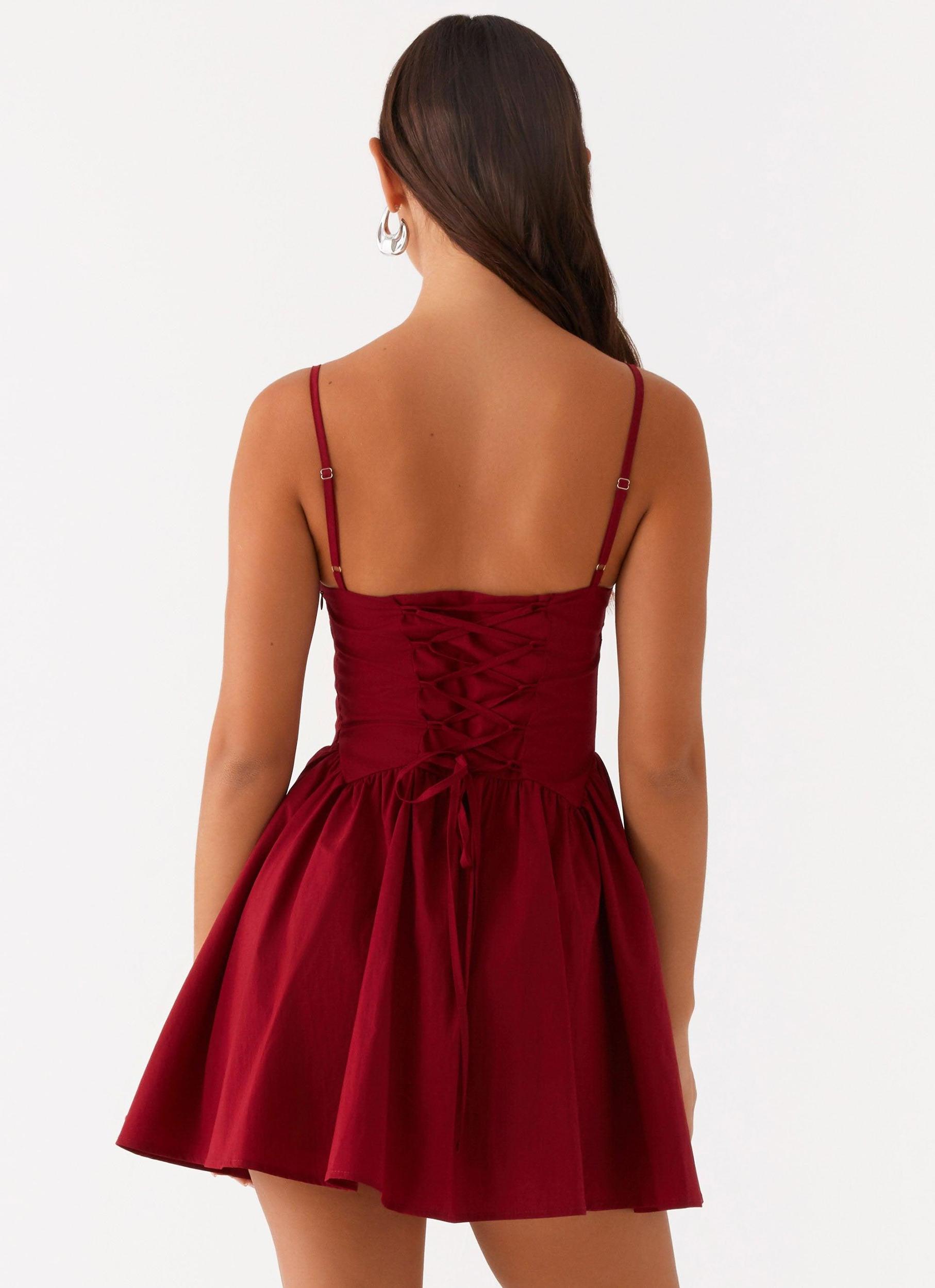 Tesoro Mio Mini Dress - Maroon Product Image