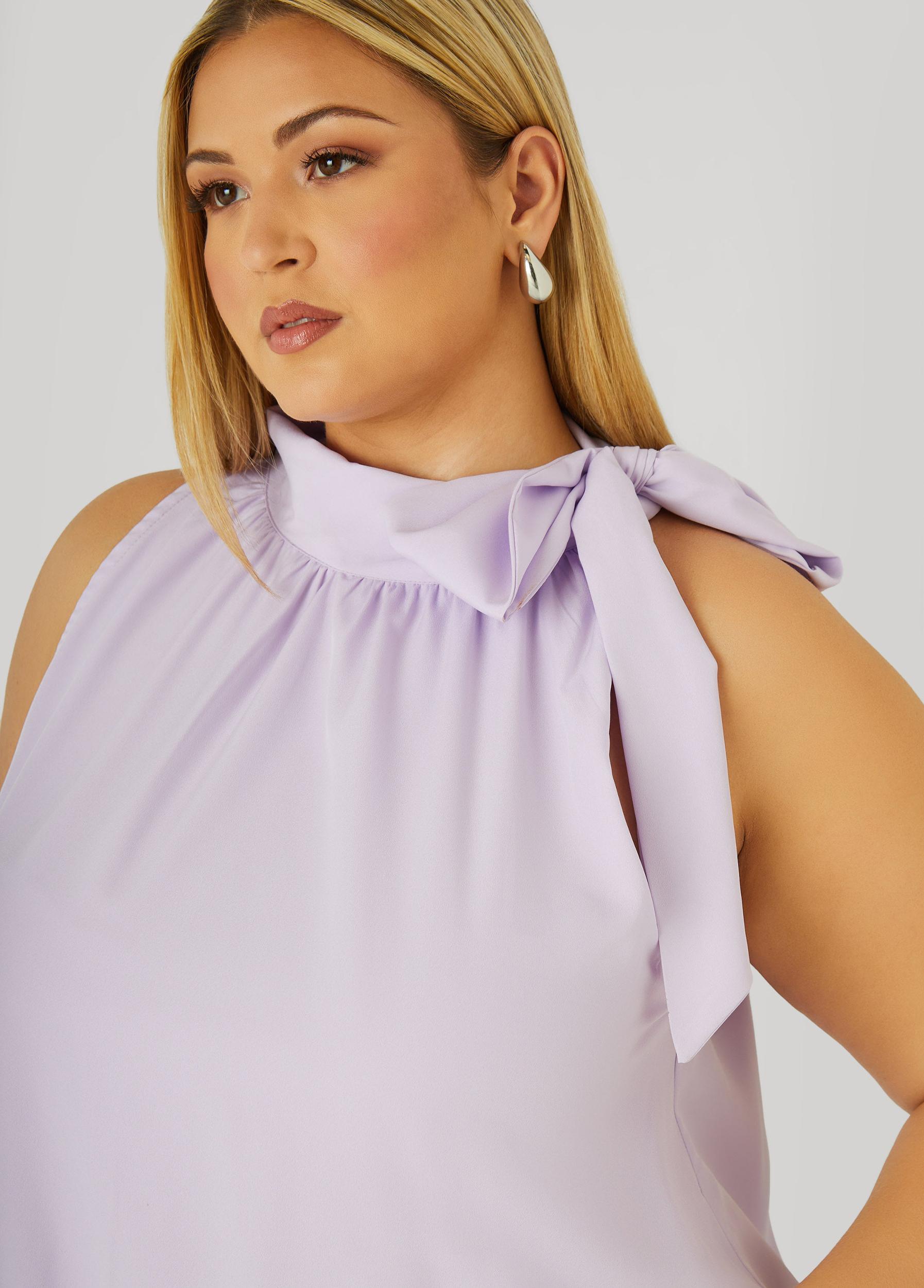 Tie Neck Flounced Midi Dress Product Image