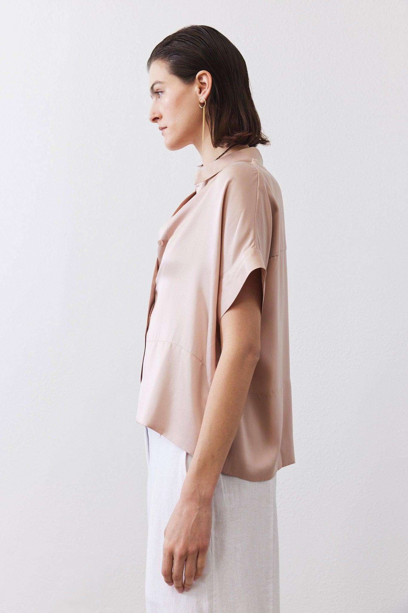 Boxy Washable Silk Cropped Blouse Product Image